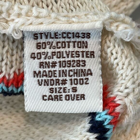 Ron Jon Baja Beach Hoodie Sweater Cream Striped Soft Knit Pullover M - Picture 7 of 8